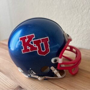 Kansas Jayhawks Riddell VSR4 Mini Helmet NCAA Football Blue Red Collectible